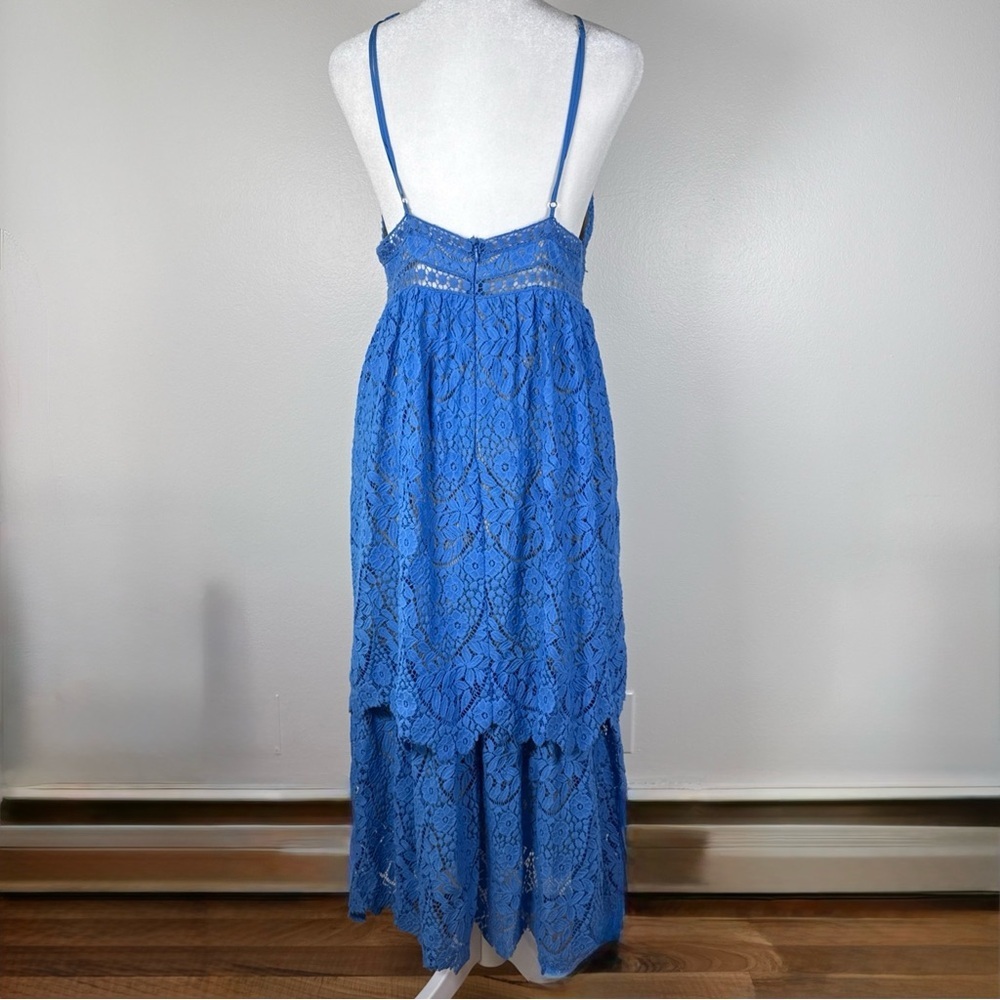 Saylor Safia Lace Sleeveless Adjustable Straps Tiered Midi Dress Blue Size Large - Picture 6 of 11